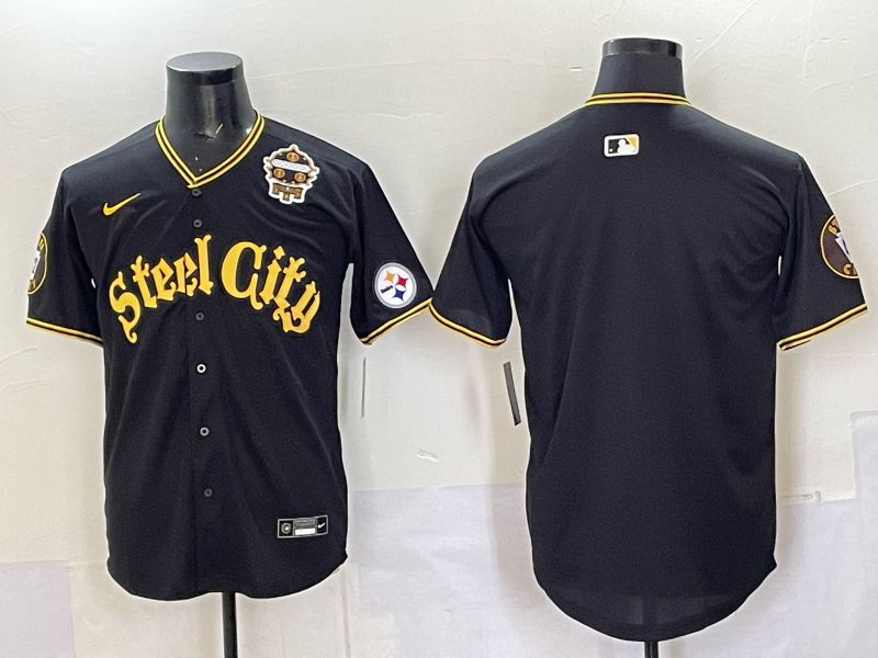 Men 2025 Nike Pittsburgh Steelers Blank Black Limited NFL Jersey style 0060
